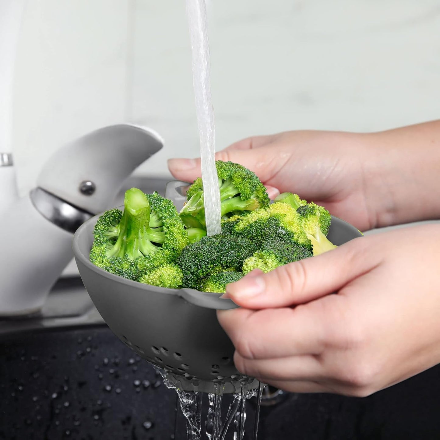 Meadow Lane 6-inch Small Colander, BPA-Free, Dishwasher Safe, Double Handles, Compact Food Strainer for Berries, Veggies and Pasta, 3-Cup Capacity, Smooth White