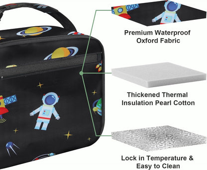 Kids Lunch Box for Boys Girls Lunch Bag Insulated Durable Lunchbox Children Lunch Tote Bag for School Black