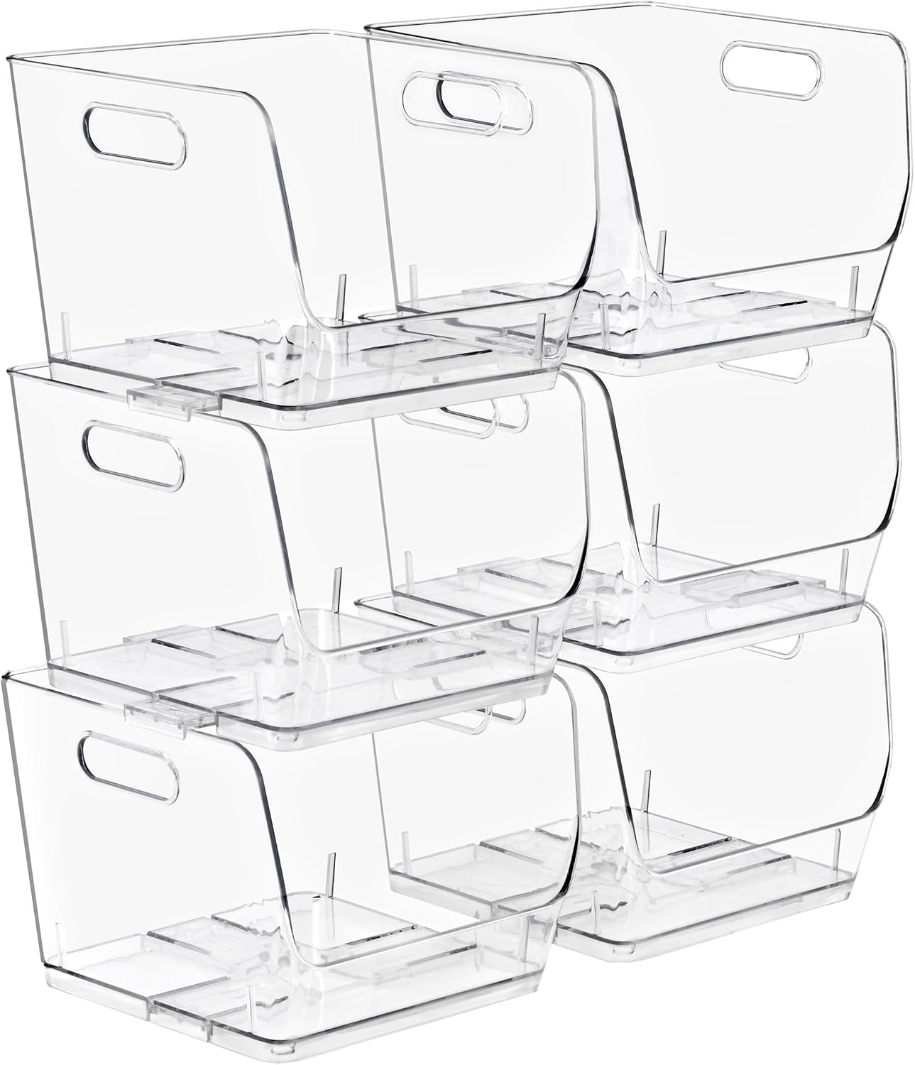 Sorbus Stackable Storage Bins Open Front - Clear Stackable Storage Bins - Pantry Bins for Storage and Organization - Acrylic Stackable Bins for Kitchen - Clear Pantry Organizer Bins (Medium 2 Pack)