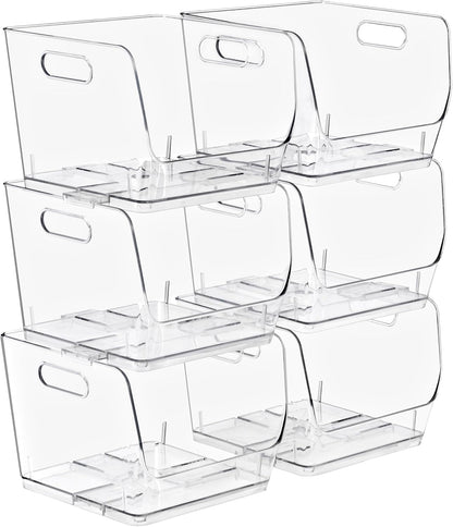Sorbus Stackable Storage Bins Open Front - Clear Stackable Storage Bins - Pantry Bins for Storage and Organization - Acrylic Stackable Bins for Kitchen - Clear Pantry Organizer Bins (Medium 2 Pack)