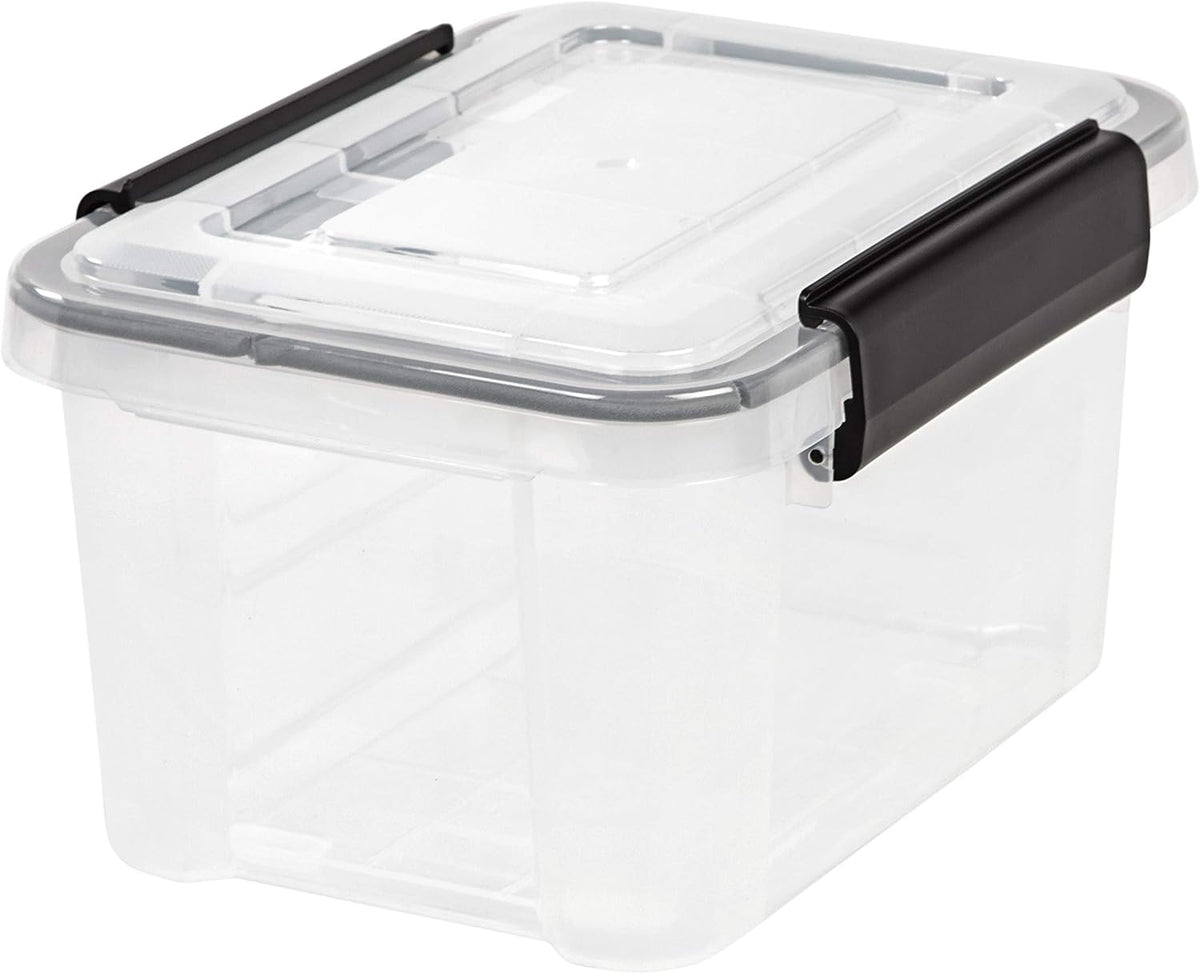 IRIS USA WeatherPro Storage Bins with Lids, 47 Qt, Gasket Seal, 2 Pack | Airtight gasket helps protect clothing, shoes, crafts, keepsakes, and household supplies from moisture and dust.