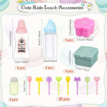 50 Pcs Kids Bento Box Accessories Including Food Picks Mini Condiment Bottles Ketchup Squeeze Bottles, Mini Soy Sauce Container with Funnel for Kids School Bento Camping Office Accessories (Animal)