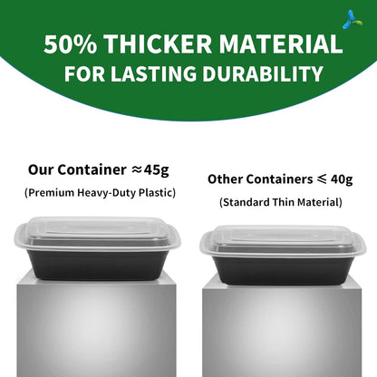 Meal Prep Containers, 50 Pack 58oz (100-Piece) Disposable Take Out Food Storage Containers with Leakproof Lids, Large Plastic To Go Lunch Boxes, BPA Free, Microwave/Dishwasher/Freezer Safe