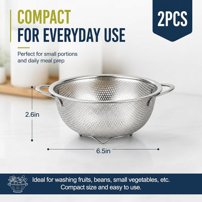 Palksky Stainless Steel Colander Set with Self-Draining Base, 3 Sizes Colanders & Food Strainers for Pasta, Rice, Fruits & Veggies, Metal Colander with Draining Plate for Sink or Countertop