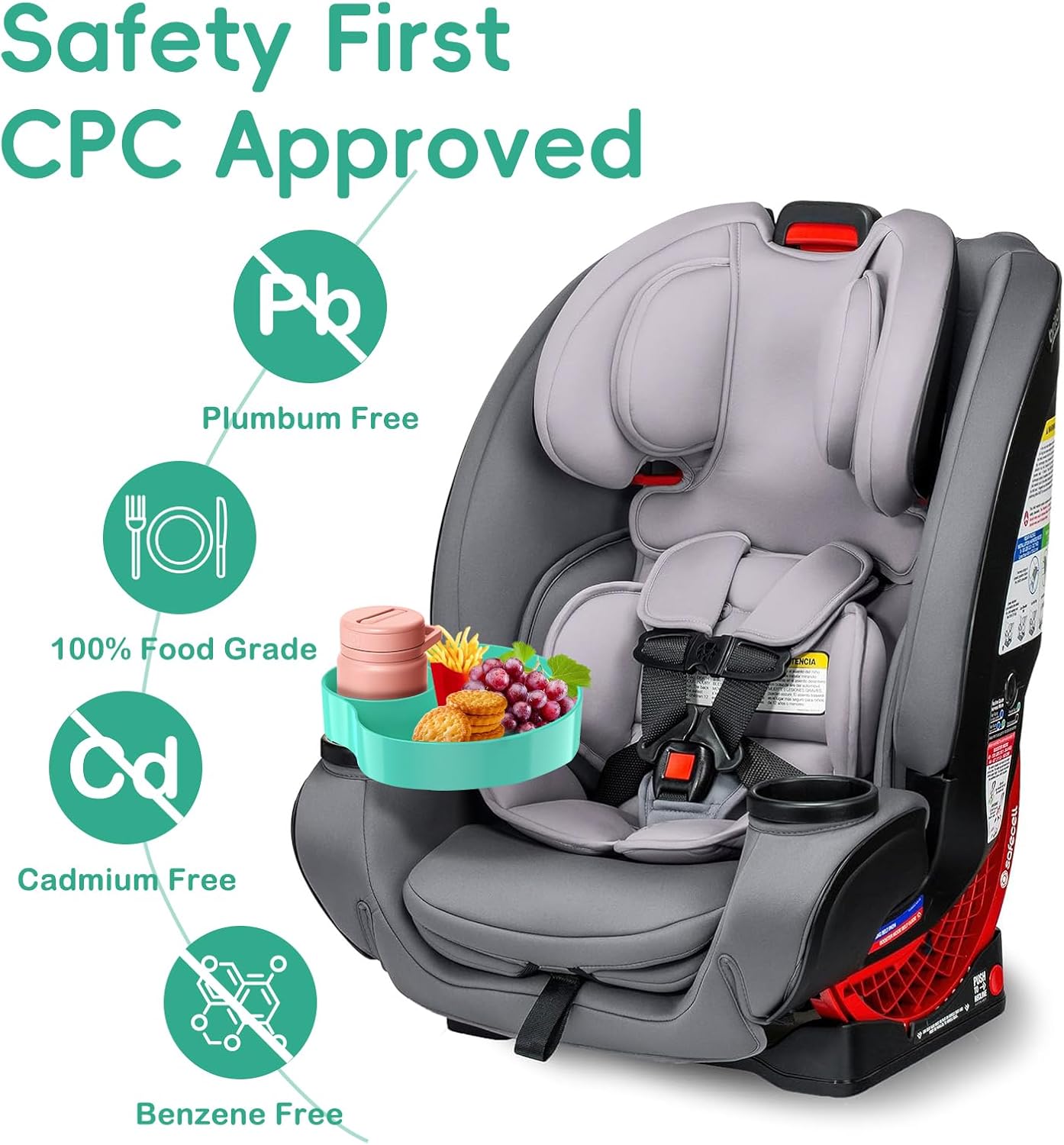 [2 Packs Blue & Pink] Kids Car Seat Tray, Travel Tray with Cup Holder for Toddler Baby, Kids Car Seat Food Snack Organizer for Road Trip, Stroller snack Organizer Travel Must Haves Toddler Must Haves