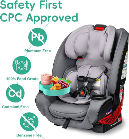 [2 Packs Blue & Pink] Kids Car Seat Tray, Travel Tray with Cup Holder for Toddler Baby, Kids Car Seat Food Snack Organizer for Road Trip, Stroller snack Organizer Travel Must Haves Toddler Must Haves
