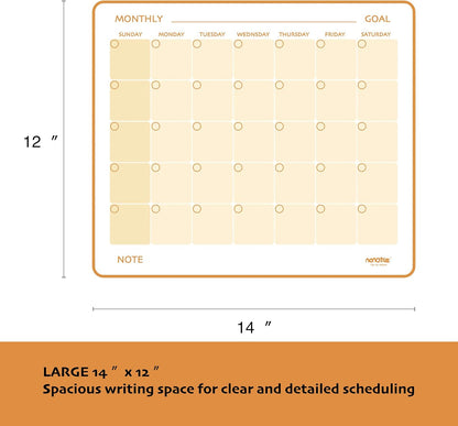 Magi - Magnetic Dry Erase Monthly Calendar - 14 x 12 inch - Family Month Planing Board - Reusable Fridge Magnet Whiteboard Planner - w Marker
