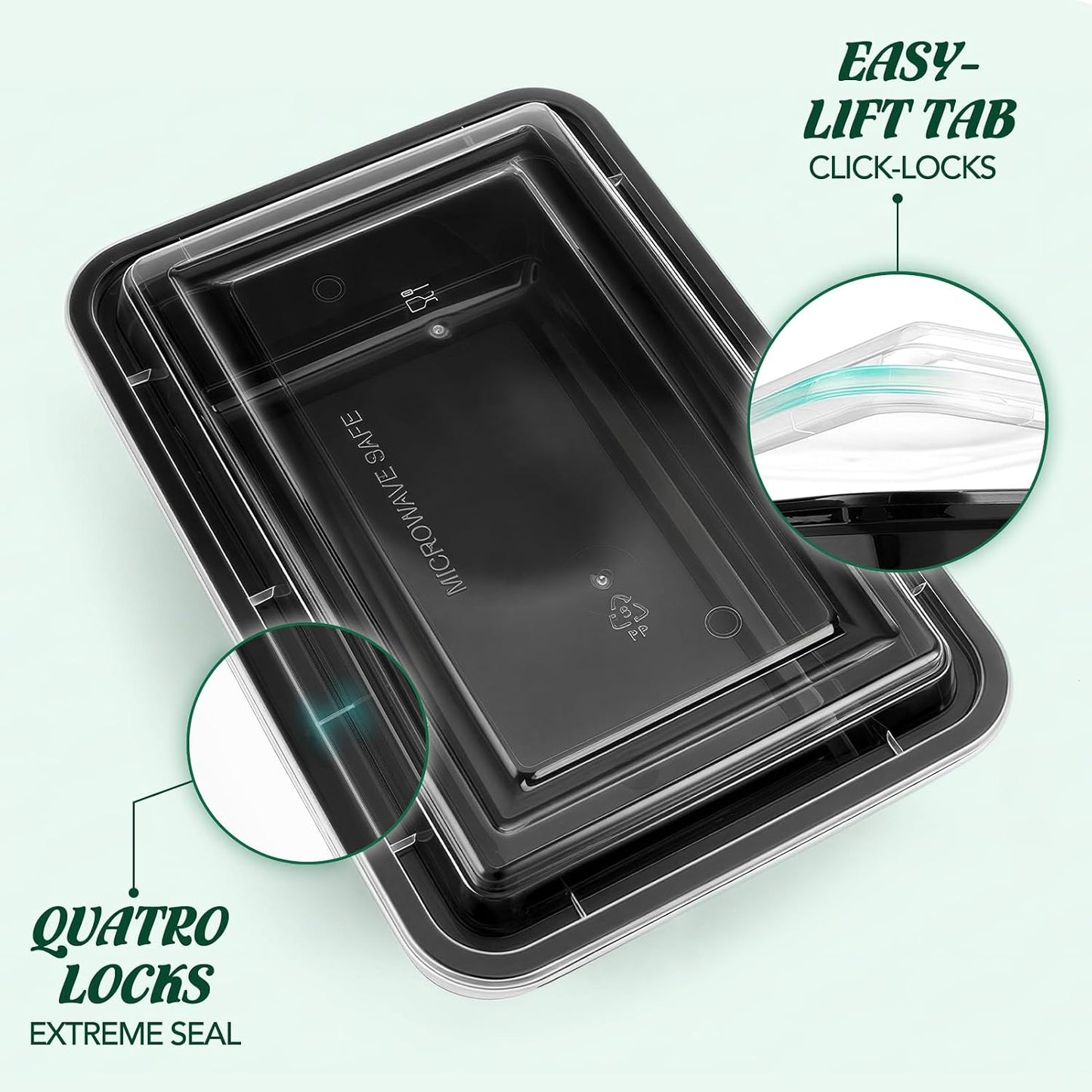 Glotoch 28oz Meal Prep Containers, 10 Pack (20-Piece) Reusable Food Storage Containers with Lids Microwave, Freezer, Dishwasher Safe - Leakproof & BPA Free Durable Plastic Lunch Box To Go Take Out