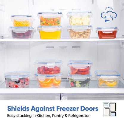 Chef's Path 28 Piece Airtight Food Storage Containers with Easy Snap Lids, 14 Containers and Lids, Stackable Kitchen and Pantry Canisters for Coffee, Meal Prep and Food Storage -Transparent