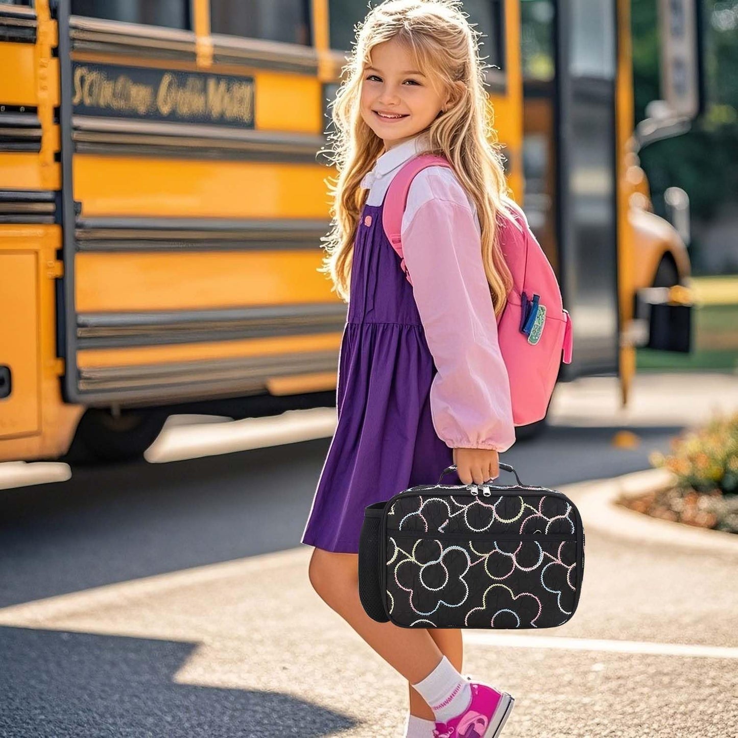 RHCPFOVR Kids Lunch Bag - Insulated Lunch Box for Boys Girls,Washable Lunch Bag and Reusable Toddler Leak-proof Lunchbox for School and Daycare - Colors A