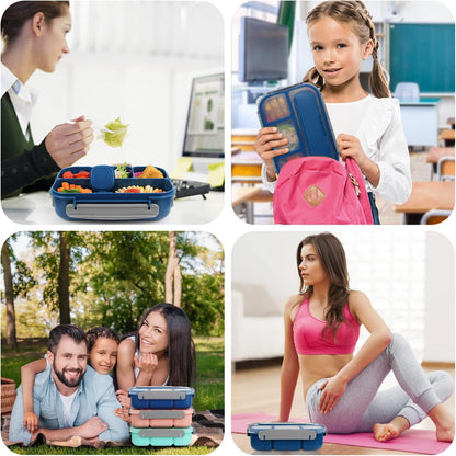MaMix Bento Box Adult Lunch Box, Lunch Box Kids, Lunch Containers for Adults/Kids/Students,1300ML-4 Compartment Bento Box (purple)