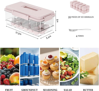 MANO 2pack Chilled Condiment Caddy with Lid Iced Snackle Box Container for Fruit Veggie Serving Tray with Handle Divided Garnish Tray Server Outdoor Camping Picnic Fridge Storage white&beige