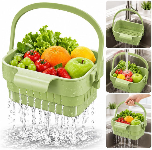Foldable Sink Drain Basket,Hang Collapsible,Colander with Flip Cover