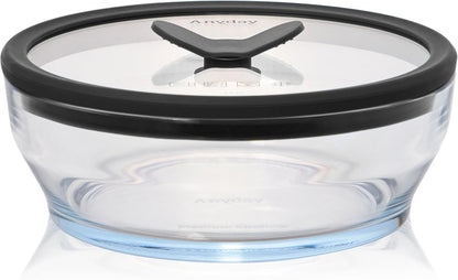 Anyday 4-Cup Glass Microwave Steamer & Food Storage (Clear Black Sesame)
