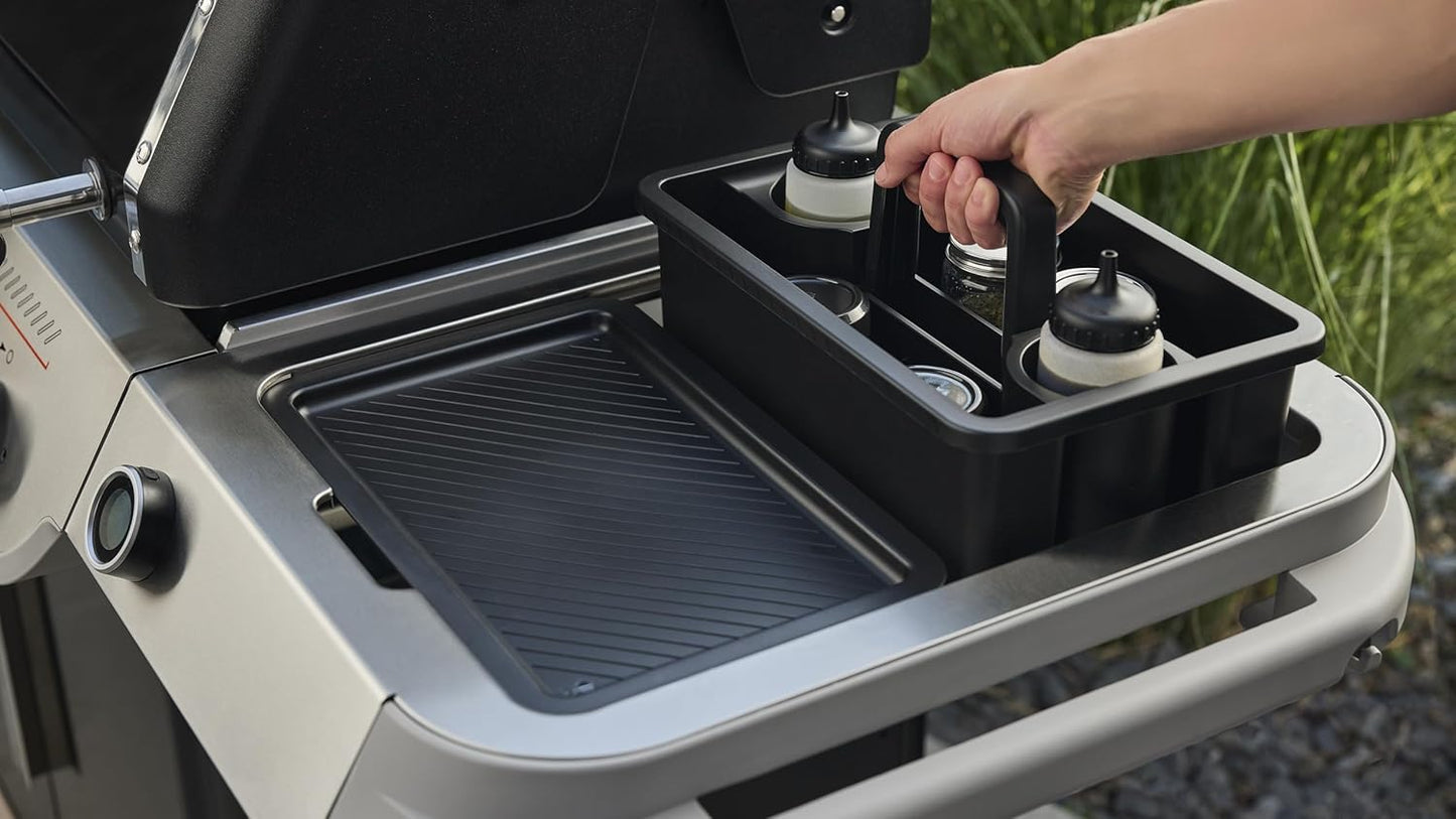 Weber Works Caddy with Tray Lid – Portable Grill Prep & Storage Organizer for Sauces, Seasonings & Tools