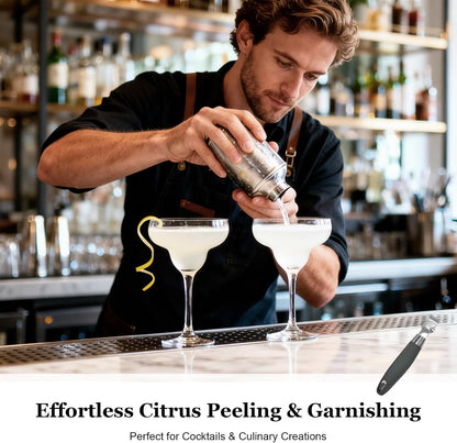 Lemon Zester Tool with Channel Knife, 2-in-1 Citrus Garnish Tool
