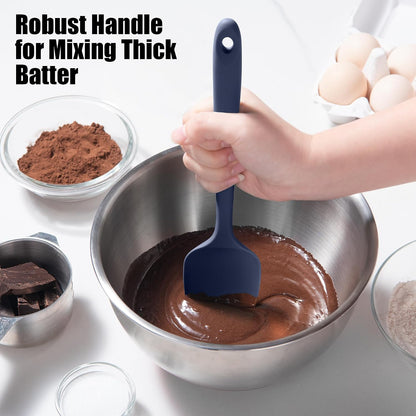 2-Piece Silicone Scraper & Spoon Spatulas: Doosu 600°F Heat Resistant Food Grade BPA Free Rubber Baking Flat Spatula Kitchen Cooking Spoonula for Mixing Scraping Folding Stirring Serving (Aqua Sky)