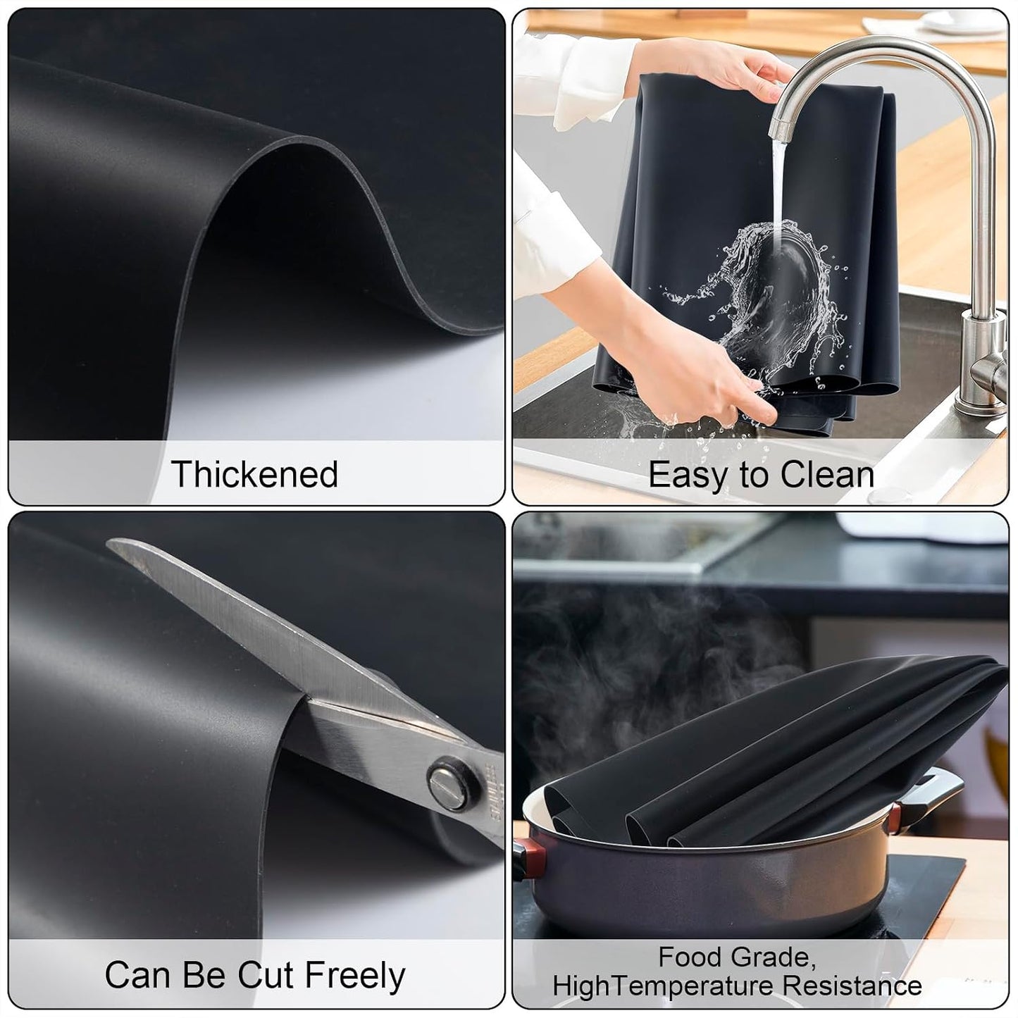 Food Grade Silicone Table Protector Mat 47x24 Inch, Heat Resistant Desk Pad for Baking/Painting/Resin/Welding, Non-Slip Waterproof Surface Easy Clean (3 Colors) (Gray)