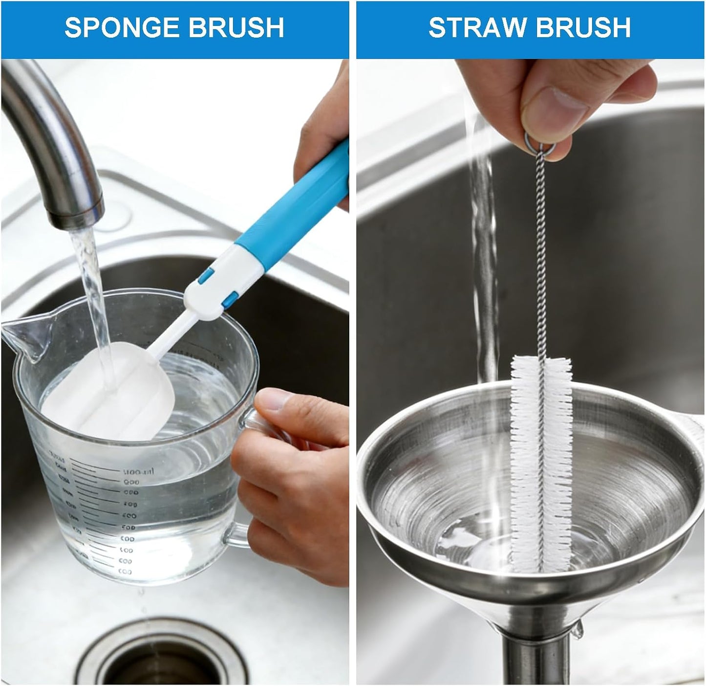 Measuring Cups and Spoons Set 21 Piece, 11 Stainless Steel Nesting Measuring Spoons and Cups with 3 Plastic Measuring Cup, 3 Funnel, 3 Brush, 1 Ruler, Measuring Cup Set for Kitchen Baking Liquid Dry