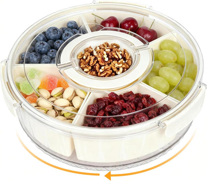 Snackle Box Taco Bar Serving Set for a Party - Divided Lazy Susan Serving Tray - Taco Tuesday Kit - Chip and Dip Serving Set for Party - PET Rotating Appetizer Serving Tray (12"x3.9")