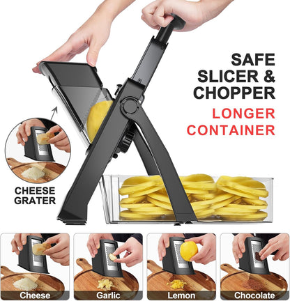 SupMaKin Safe Mandoline Slicer for Kitchen, Potato Slicer for Chips, Vegetable & Food Cutter,Thickness Adjustable 0.1-8 mm, Kitchen Faster Slice Artifact (Only Slicer)