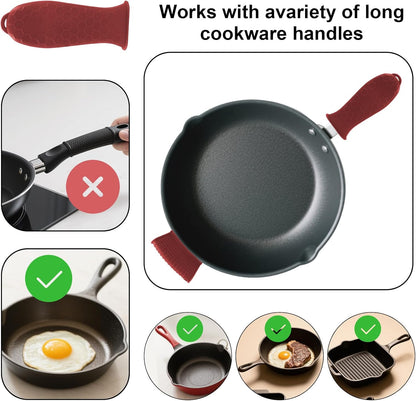 4 PCS Silicone Hot Handle Holder Cover - Heat Resistant Silicone Handle Covers for Cast Iron Skillets, Pans & Pots - Non-Slip Grip(Black)