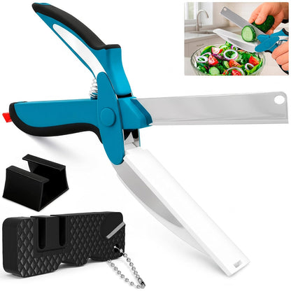 2 in 1 Kitchen Scissors for Food with Knife Sharpener (Grey)