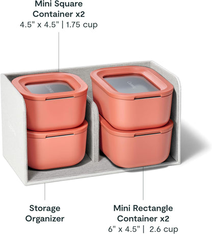 Caraway 13pc Glass Food Storage Container Set - Easy to Store, Non Toxic Lunch Box - with Glass Lids - Includes Storage Organizer - Mist