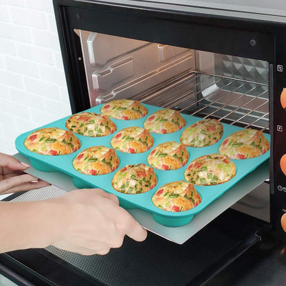 CAKETIME Silicone Muffin Pan Cupcake Pan Set - Mini 24 Cups and Regular 12 Cups Muffin Tin, Nonstick Food Grade Molds with 12 Baking Cups