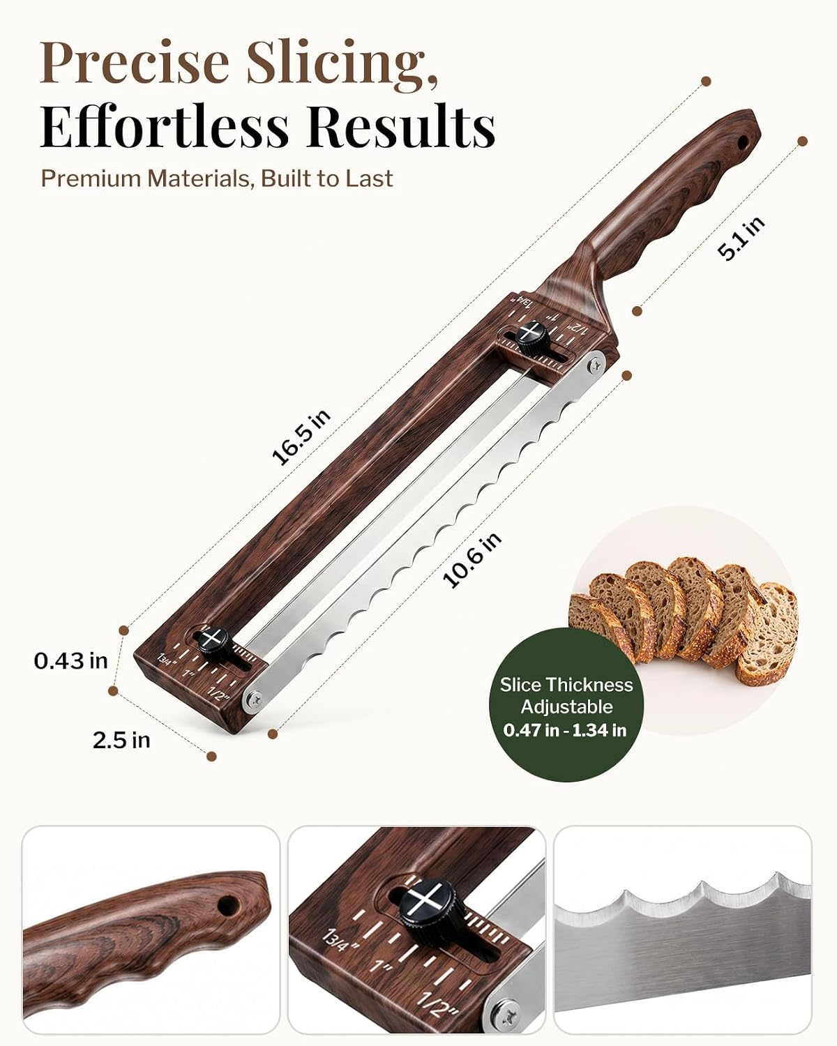 Adjustable Bread Knife, Ambidextrous Design Bread Slicer for Homemade Bread