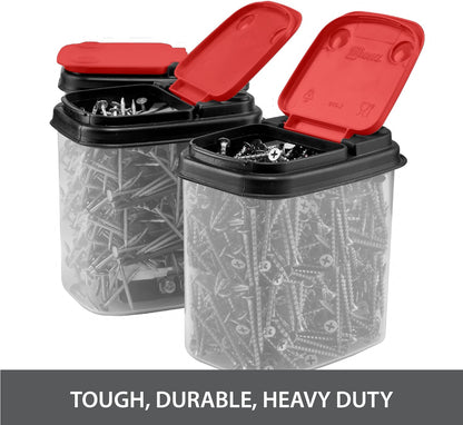 Buddeez Multi-Purpose Hardware Storage Bins Bits and Bolts Small Storage Containers, Hardware Organizers, Clear Containers With Blue Stackable Lids, Bolt and Screw Organizer (1 Quart - 8 Pack)