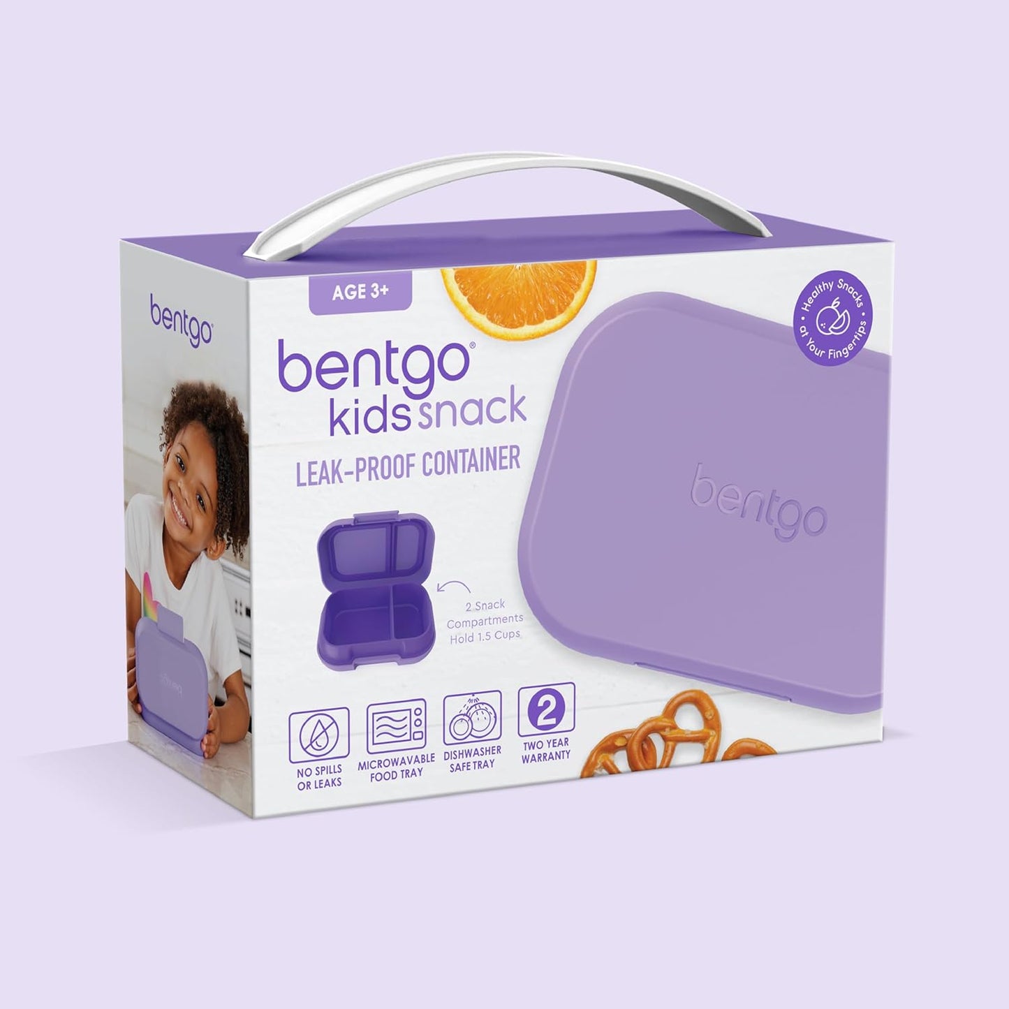 Bentgo Kids Snack - 2 Compartment Leak-Proof Bento Box Container for Snacks and Small Meals, Easy-Open Latch, Dishwasher Safe, BPA-Free for School, Daycare, & Sports - Ideal for Ages 3+ (Gray)