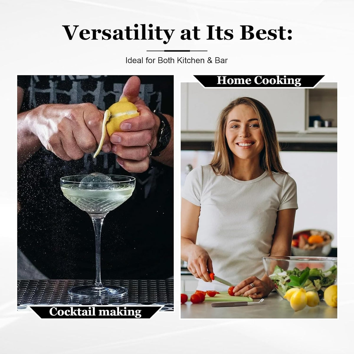 Lemon Zester Tool with Channel Knife, 2-in-1 Citrus Garnish Tool