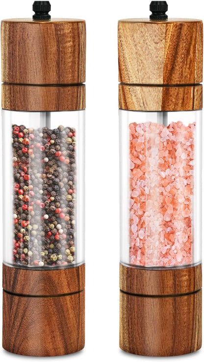 XWXO Salt and Pepper Grinder Set -8 Inches-Pack of 2 Premium Acrylic Manual
