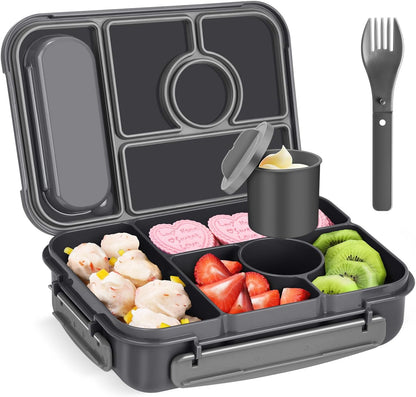 Amathley Bento Box Adult Lunch Box Kids,Lunch Containers for Adults/Kids/Toddler,5 Compartments Bento Lunch Box with Sauce Vontainers,Microwave & Dishwasher & Freezer Safe,BPA-Free (Blue)