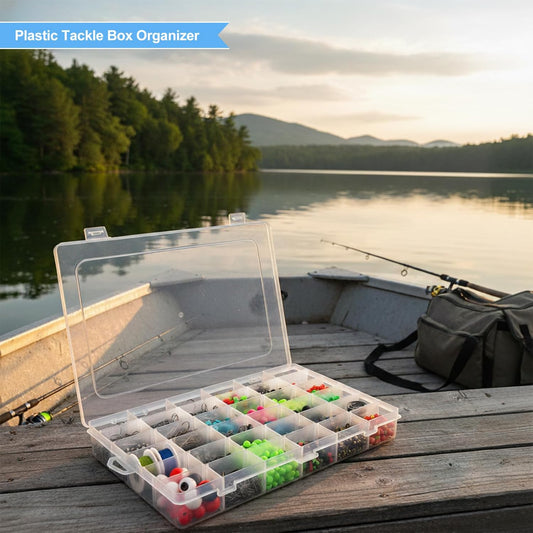 Guyuyii 4 Pack 36-Grid Plastic Clear Organizer Box with Adjustable Dividers | for Fishing Tackle, Craft, Jewelry Making, Diamond Painting, Beads, Earrings, Nail Art Supplies, Seeds, Small Hardware