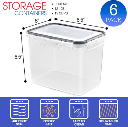 Sorbus Food Storage Containers - Pack of 4 - Air Tight, Four-Way Snap Lids Keeps Food Fresh - Store Cereal, Pasta, Flour, Nuts, Candy - Durable Plastic Kitchen Pantry Bins