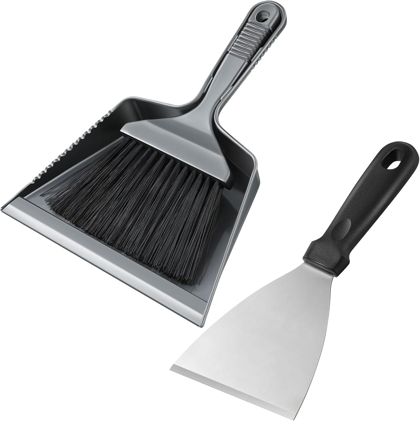 3 Piece Pellet Grill Ash Cleaning Kit, Includes Large Dust Pan, Soft Bristle Brush and Metal Scraper for Easy Removal of Ash, Debris and Grime