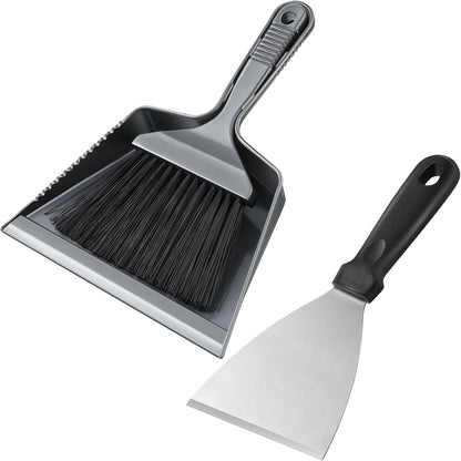 3 Piece Pellet Grill Ash Cleaning Kit, Includes Large Dust Pan, Soft Bristle Brush and Metal Scraper for Easy Removal of Ash, Debris and Grime