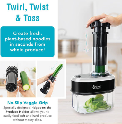 Shine Kitchen Co. SES-100 Electric Vegetable Spiralizer with No Slip Veggie Grip