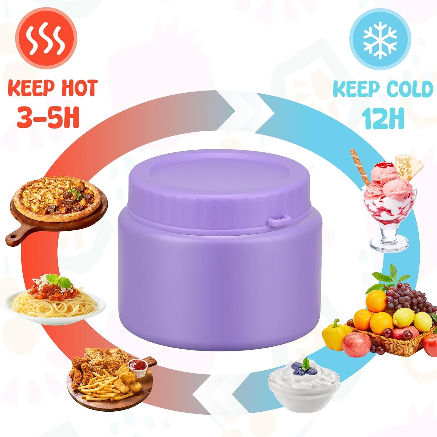 Lunch Box Kids, Leak Proof 5 Compartment Bento Box for Kids, 13oz Thermo for Hot Food Kids Lunch Box,Hot Lunch Box for School Travel
