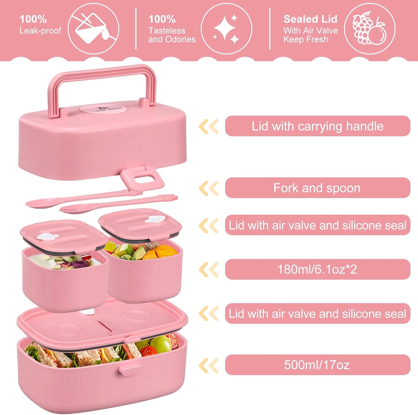 Pawtong Bento Lunch Box with 8oz Soup Thermo, Kids Sustainable Bento Box Leakproof Lunch Food Containers with Lunch Bag, Kids Thermo Insulated Hot Food Jar for School, Trvael (Blue)