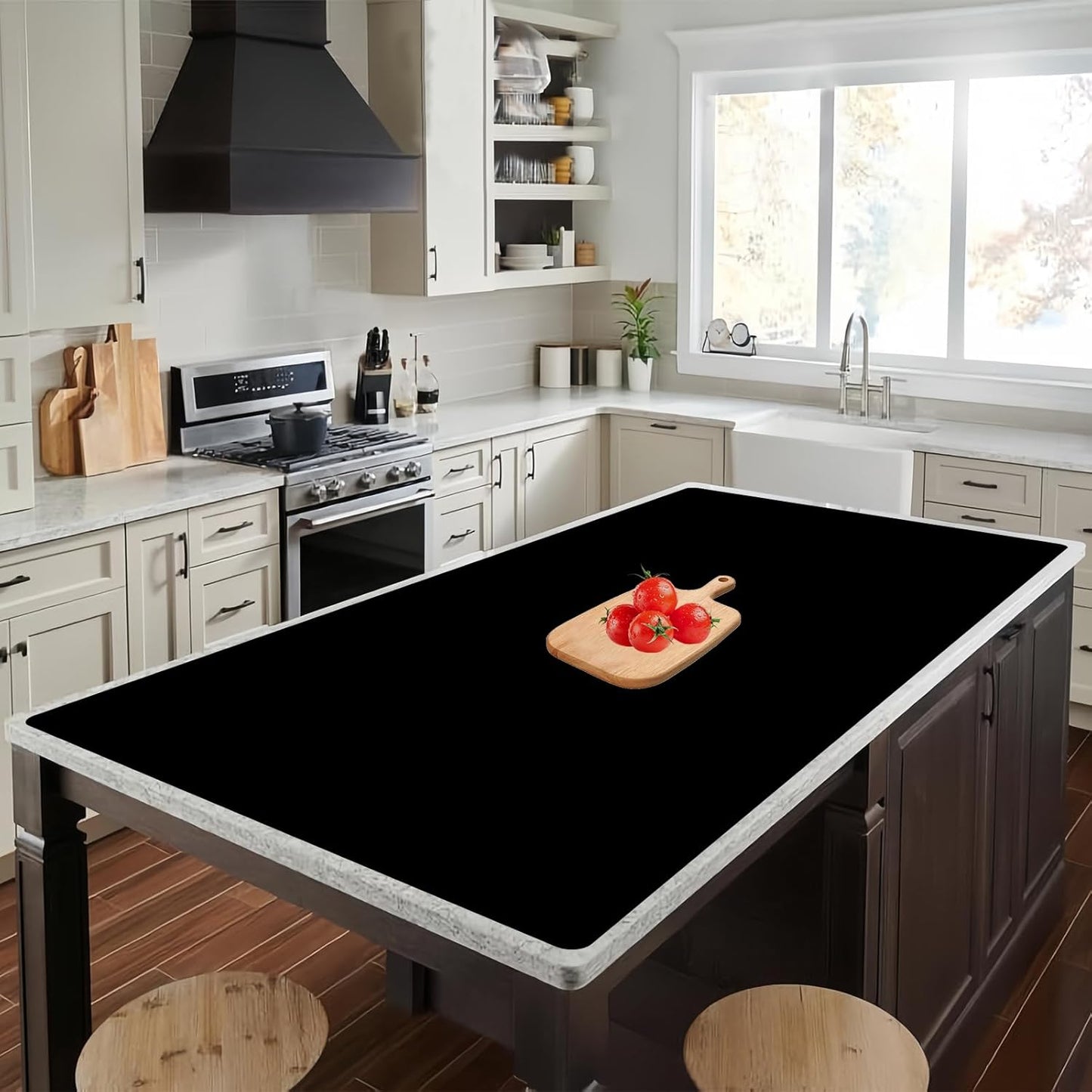 47.2"x23.6"(120cmx60cm) Large Silicone Mat for Kitchen Counter, Non-Slip Heat Resistant Countertop Protector, Waterproof Multipurpose Mat for Kitchen Island, Black