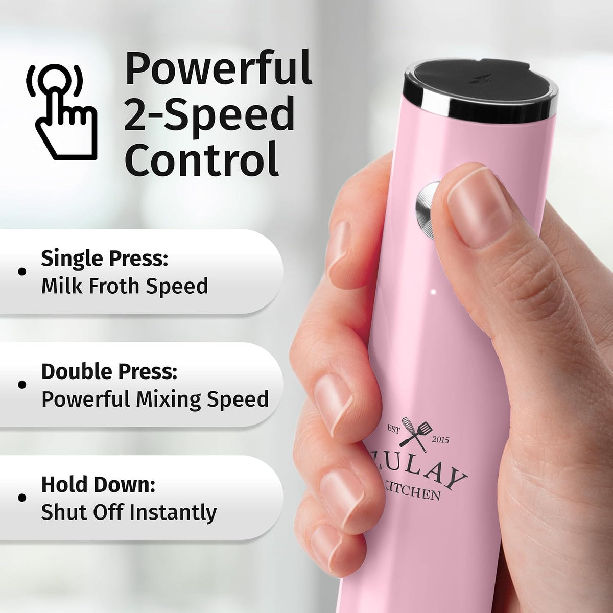 Zulay Kitchen Rechargeable Milk Frother Handheld - Frother Wand, Drink Mixer, Electric Whisk Frother, for Cappuccinos, Matcha & Protein Powder - Dynamic 3 Whisk, 3 Speed 500mAh Black - Colors B