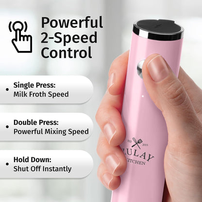 Zulay Kitchen Rechargeable Milk Frother Handheld - Frother Wand, Drink Mixer, Electric Whisk Frother, for Cappuccinos, Matcha & Protein Powder - Dynamic 3 Whisk, 3 Speed 500mAh Black - Colors B