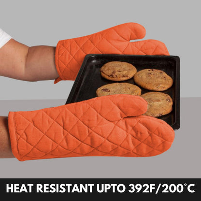 Oven Mitt (7"x13") & Pot Holder (8"x8") 100% Cotton Set of Heat Resistant Oven Gloves & Hot Pads for Gifts, BBQ, Cooking, Baking, Thanksgiving - Mustard Yellow