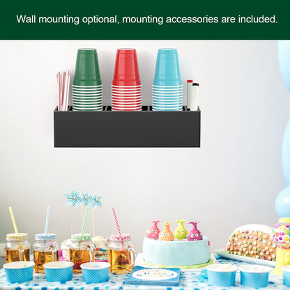 Double Cup Holder with Marker Slot, Party Cup Dispenser Acrylic Cup Organizer Mark Your Cup and Drink Up Caddy Modern Bar Counter Decor, Clear