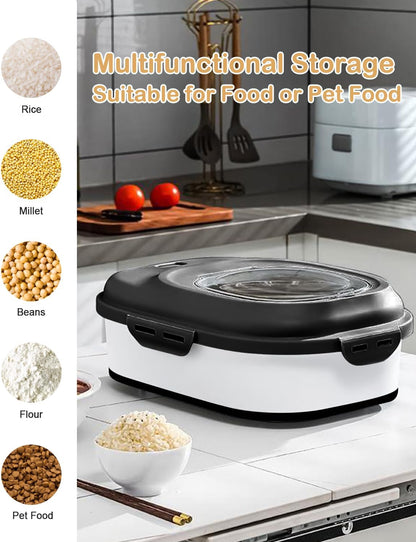 20-30 Lbs Rice Storage Container,Collapsible Food Storage Containers with Rolling Wheel Airtight Locking Lid,Flour Storage Container with Cup and Scoop,Suitable for Food,Rice,Pet Food,Flour