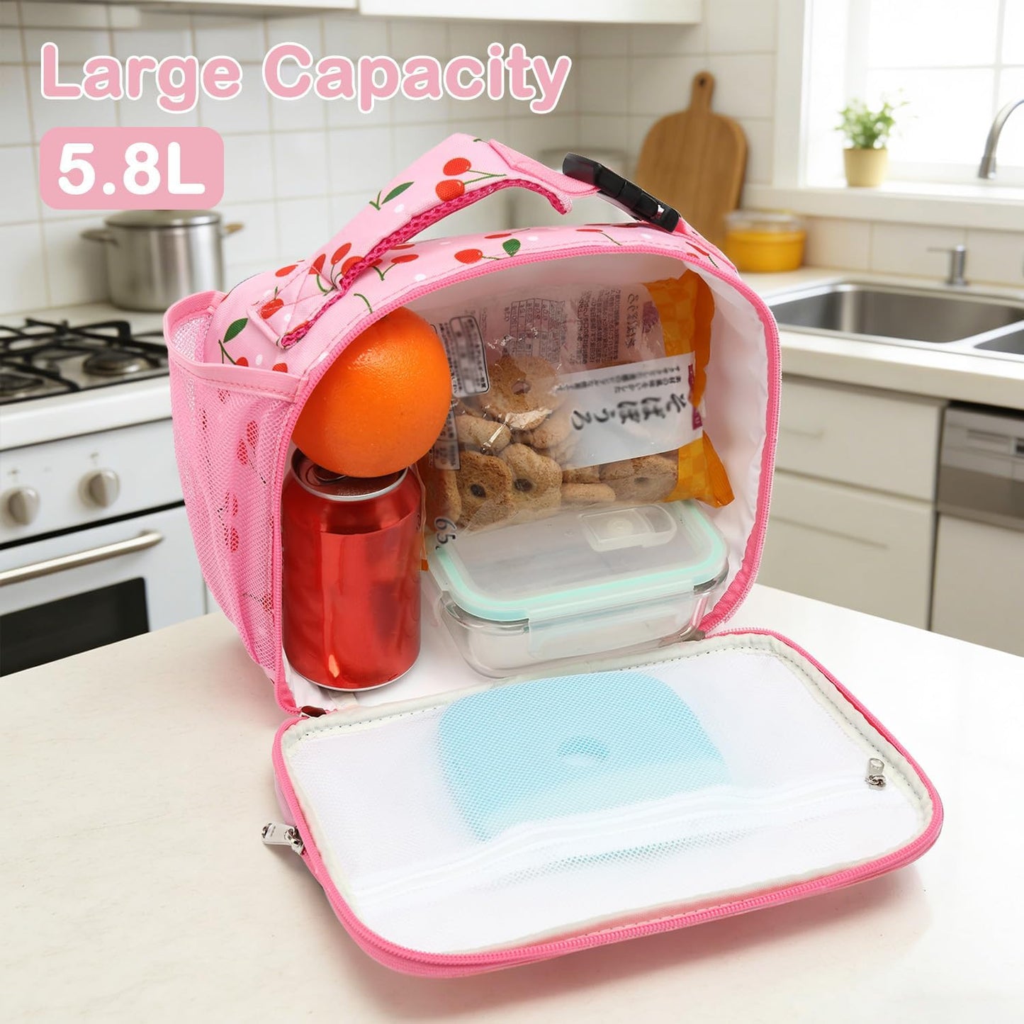FlowFly Kids Lunch box Insulated Soft Bag Mini Cooler Back to School Thermal Meal Tote Kit for Girls, Boys, Astronaut - Colors B