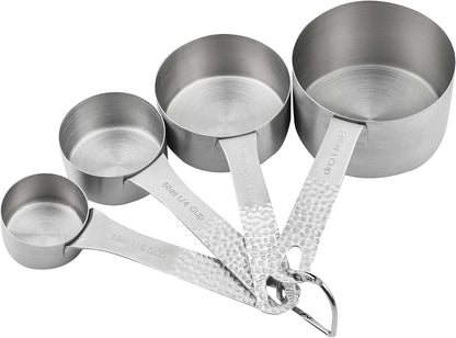Copper Measuring Cups and Spoons Set 14, Stainless Steel Measuring Cups and Spoons set, Metal 6 Measure Cup and 7 Measure Spoon with 1 Leveler for Kitchen & Baking